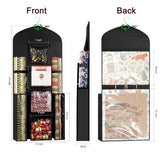Hanging Gift Wrapping Paper Storage, 40"X17" Black Double-Sided Christmas Wrapper Bag Container, Oxford Craft Roll Organizer, Present Wrap Holder For Bedroom Closet, Door, Cabinet