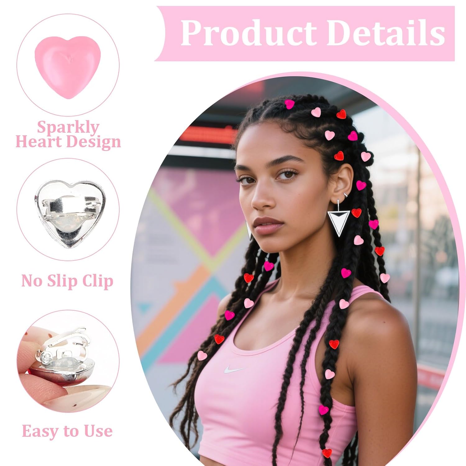 30Pcs Valentine'S Day Mini Heart Hair Clips For Women & Girls, Romantic Pastel Pink/Hot Pink/Red Heart Hair Pins, Small Hair Accessories For Date, Daily Styling & Party