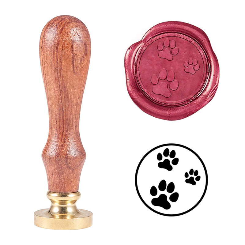 Dog Paw Prints Wax Seal Stamp, Puppy Paw Sealing Stamp Animal Vintage Retro St