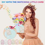 Pop Up Cards, Music&Lights Paper Flower Bouquet With Note Card & Envelope, 10" Diy Flower Bouquet With Sunflowers, Roses, And Butterflies, Includes 6 Sentiment Stickers For Happy Birthday