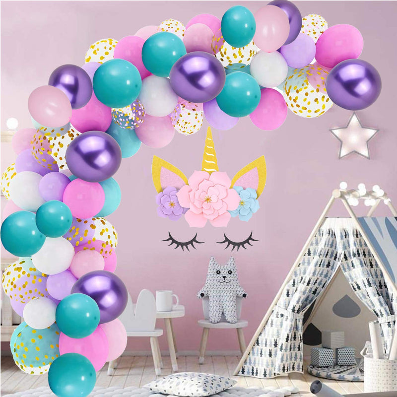 110Pcs Balloons Arch & Mermaid Balloons Garland Kit (Gold Confetti Whi