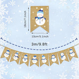 Winter Burlap Banner Blue White Snowman Snowflake Pre-Assembled Bunting Garland For Christmas Winter Holiday Party Hanging Decorations
