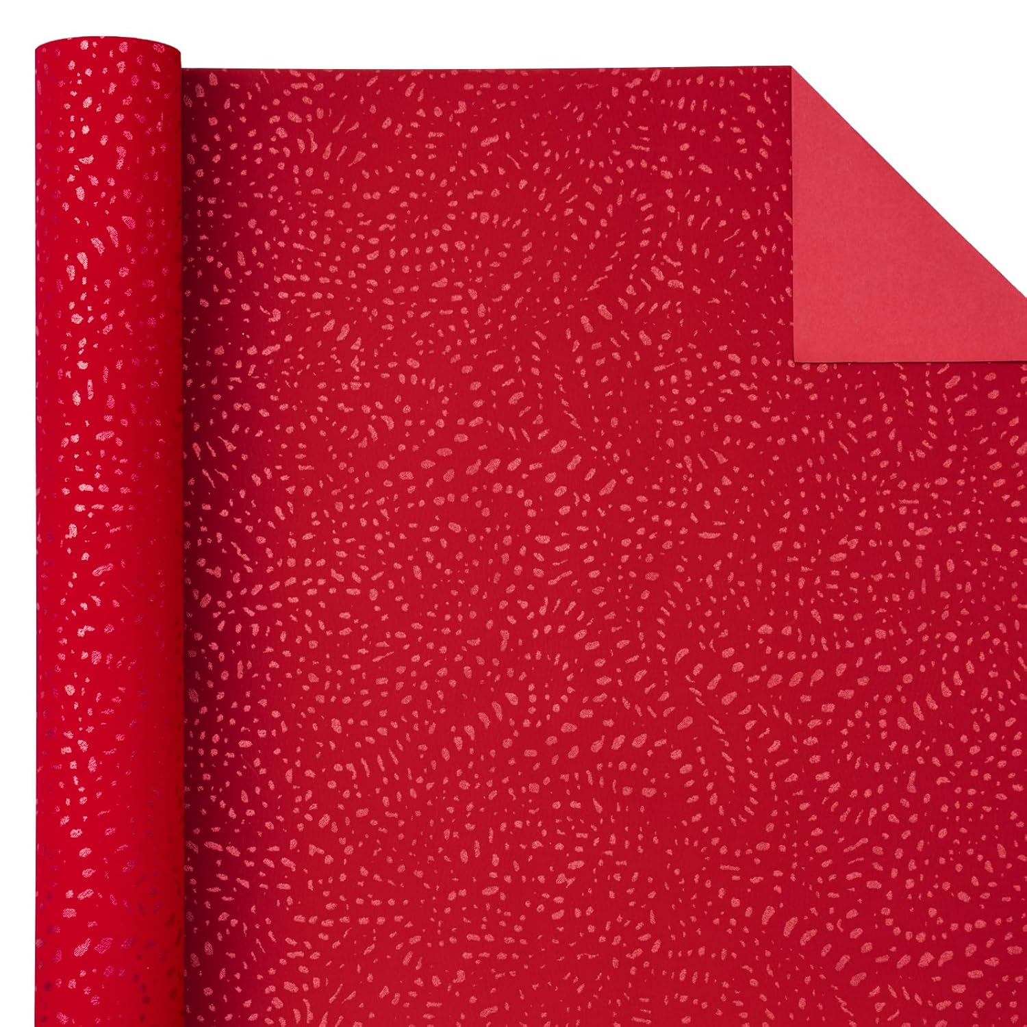 Red Wrapping Paper Roll - Mini Roll - 17 Inch X 16.5 Feet - Red With Silver Design Perfect For Christmas, Birthday, Holiday, Wedding, Baby Shower