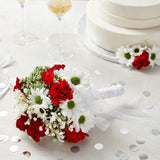 Wedding Bouquet Holder - 3 X 7 In, White Lace & Rhinestones - Foam Bridal Bouquet Holder For Bride & Bridesmaid Fresh & Artificial Flower Arrangements