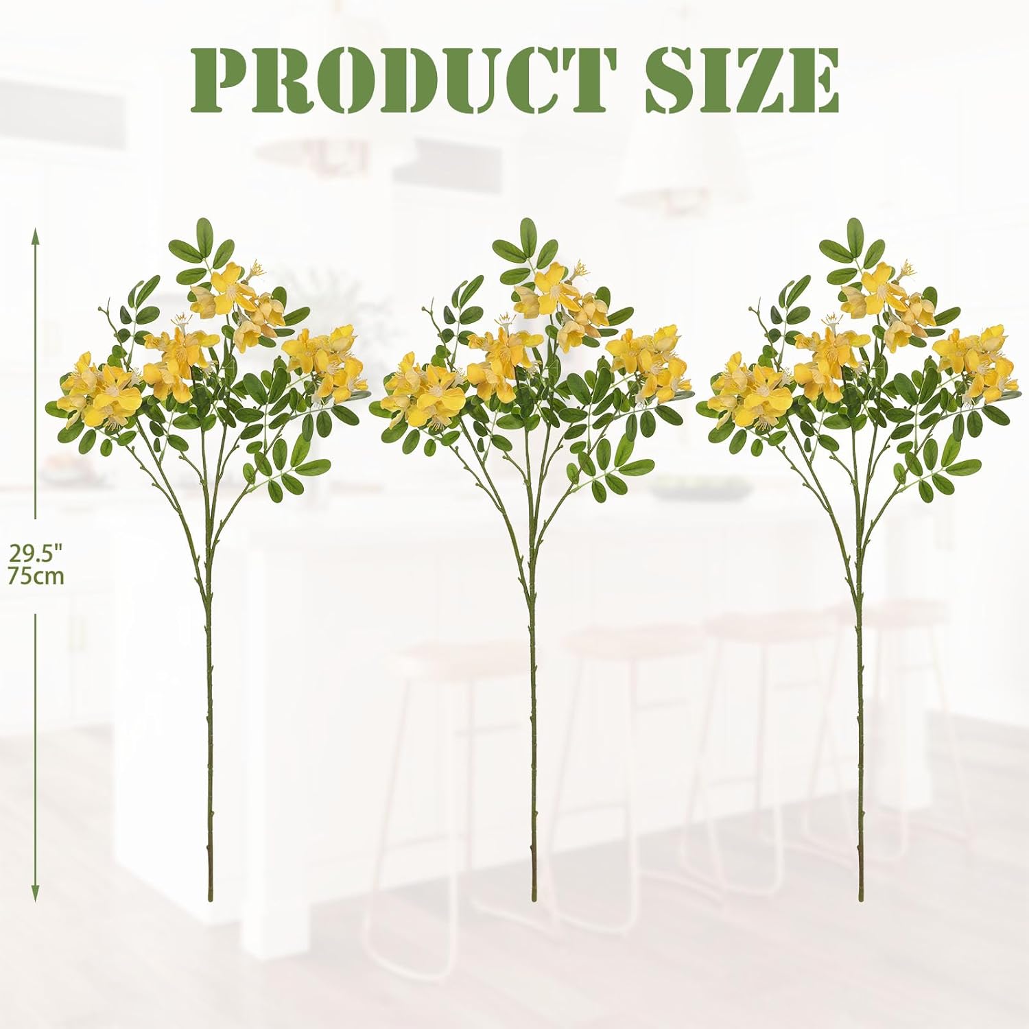Artificial Yellow Flowers 29.5 Inch Long Stem Locust Flower Stems Faux Silk Sophora Japonica Blooms For Home Decor Wedding Centerpieces Wreath Farmhouse Floral Arrangements