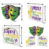 Mardi Gras Wood Signs, Fat Tuesday Tiered Tray Mini Blocks Jester Cap Farmhouse Kitchen Coffee Bar Shelf Spring New Orleans Festival Decor, 3Pcs