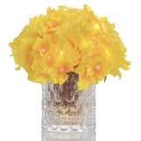 Rose Silk Flower Arrangement Artificial Vivid Rose In Glass Vase With Led Light Elegant Centerpiece For Home Wedding Bathroom Table Shelf Decoration (Yellow)