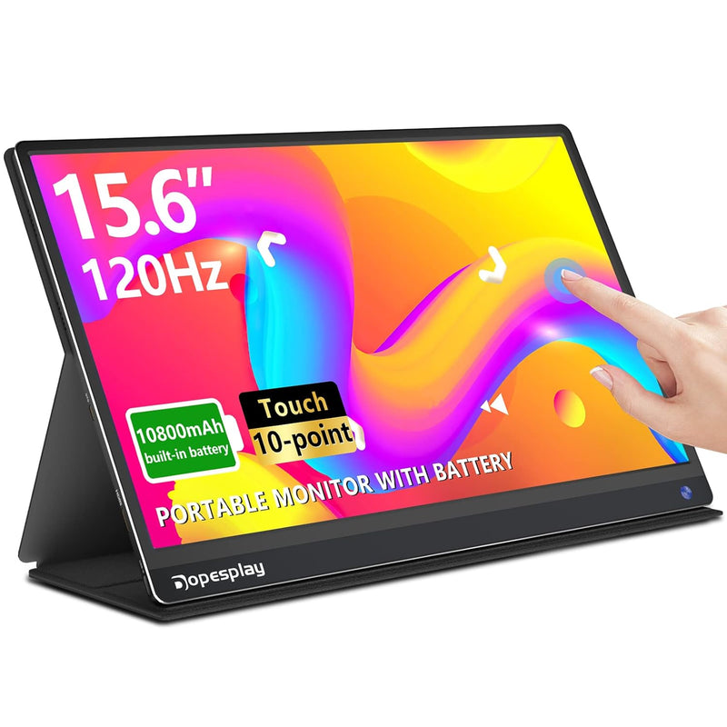 120Hz Portable Monitor Built-In Battery, 15.6'' Touch Screen Monitor, 1080P Fh