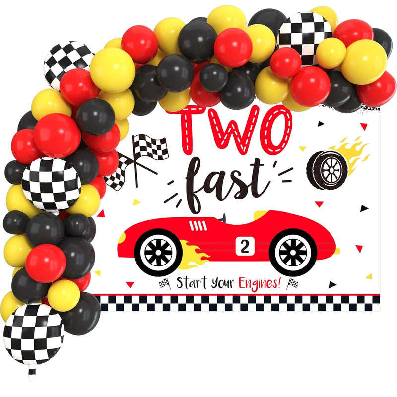 Two Fast Birthday Decoration Race Car 2Nd Birthday Backdrop Banner Bal