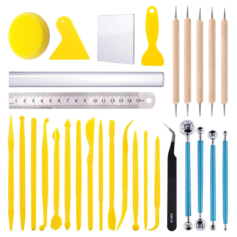 22Pcs Modeling Clay Sculpting Tools Kits, Ball Stylus Tool, Pottery Tools, Rub