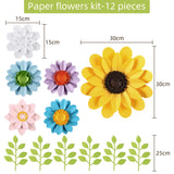 12 Pcs Floral Paper Flowers Decorations For Wall Monogram Sign Decorations Sunflower Yellow 3D Flowers For Party Photo Backdrops, Classrooms Walls, Bridal Shower, Baby Shower?Wedding And Birthday.