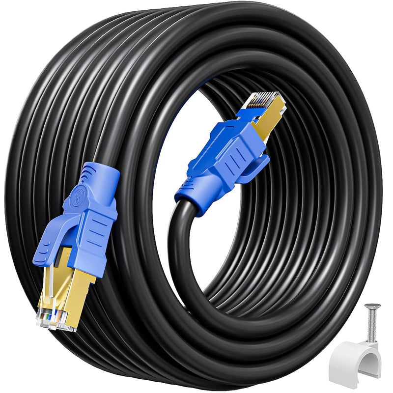 Cat 8 Ethernet Cable High Speed 30Ft, Shielded Ethernet Cable Outdoor, Rj45 La