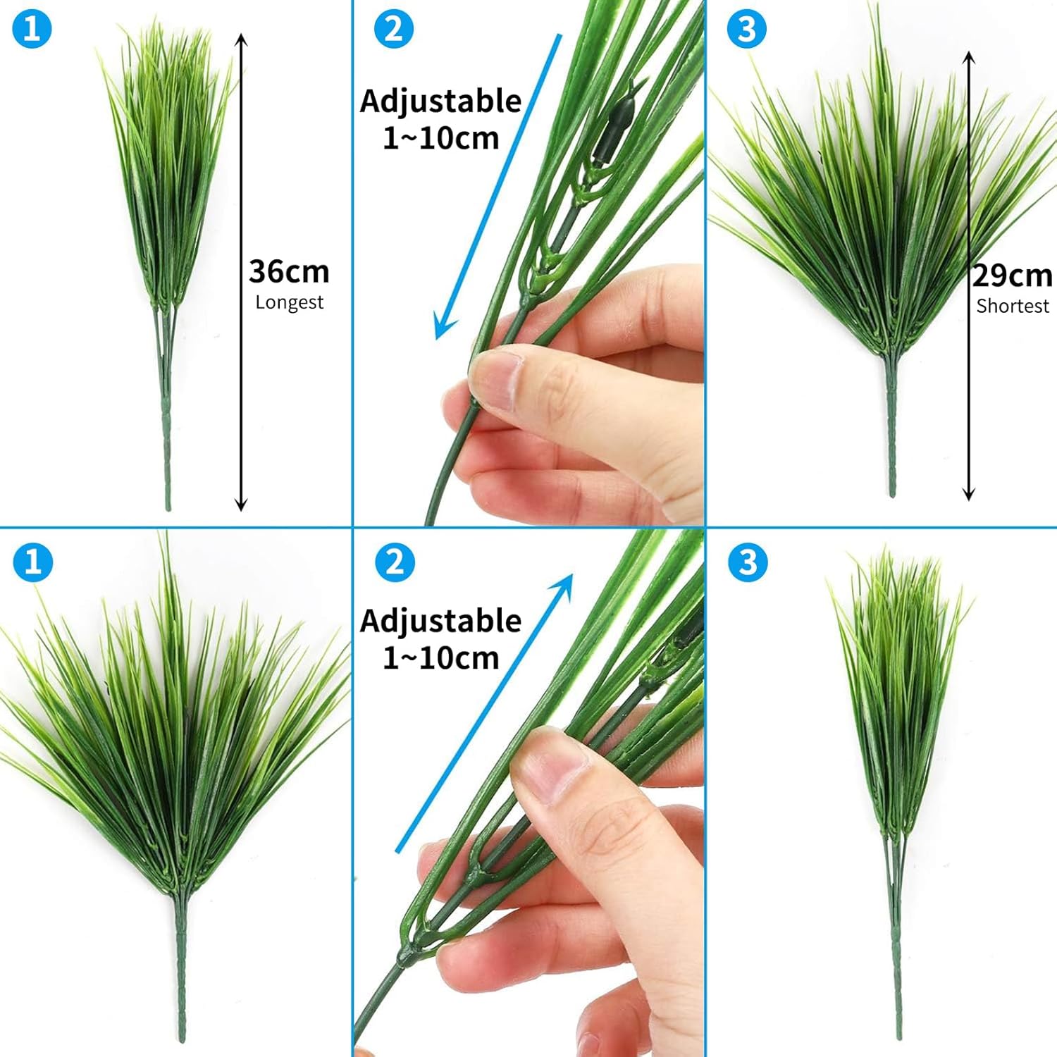 14Pcs Fake Grass Plant, Artificial Outdoor Plants Uv Resistant, Wheat Bushes Plastic Artificial Shrubs, Faux Greenery For House Garden Patio Front Porch Indoor Decor