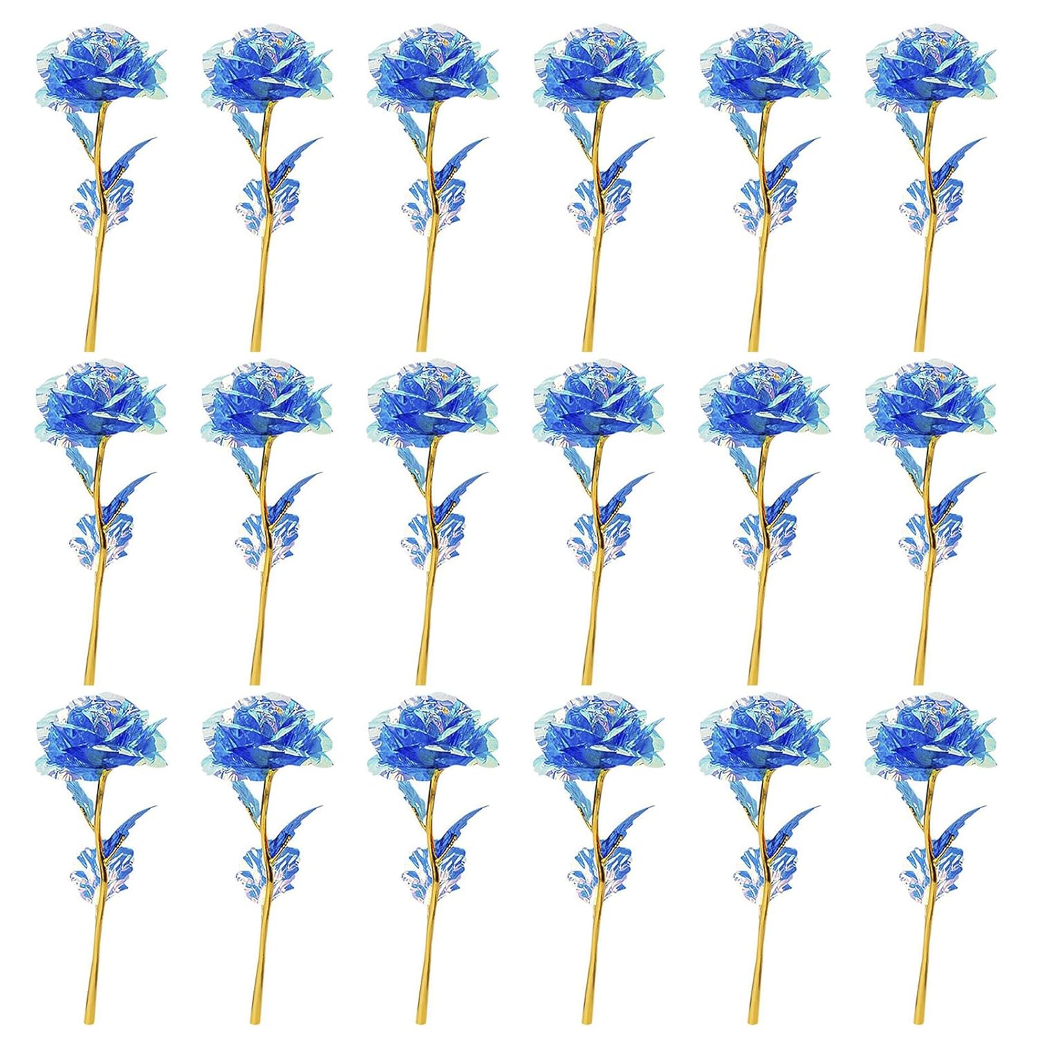 20Pcs Artificial Colorful Flowers Galaxy Rose Crystal Flower Glass Rose Gifts For Wedding, Mother' S Day Memorable Days, Blue
