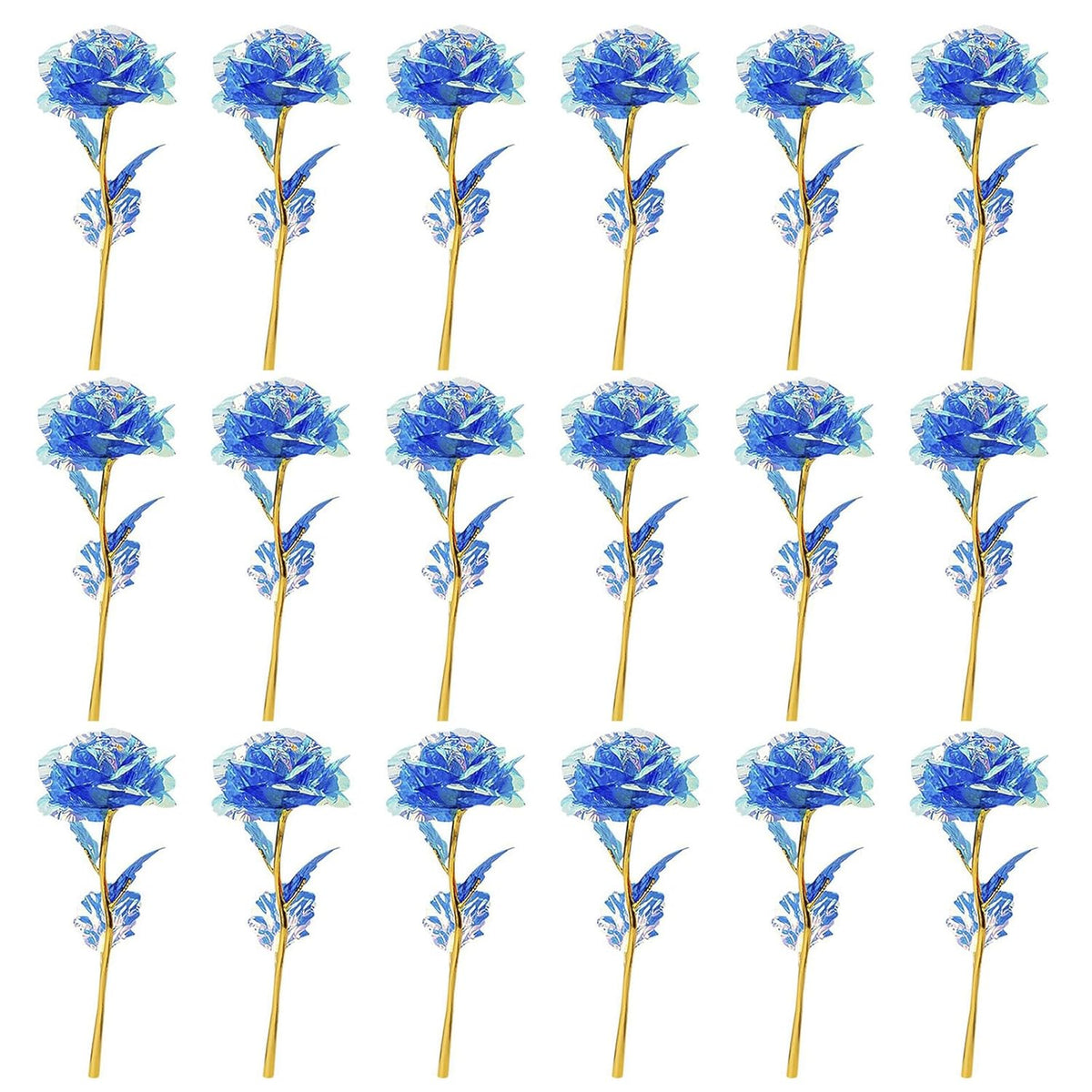 20Pcs Artificial Colorful Flowers Galaxy Rose Crystal Flower Glass Rose Gifts For Wedding, Mother' S Day Memorable Days, Blue