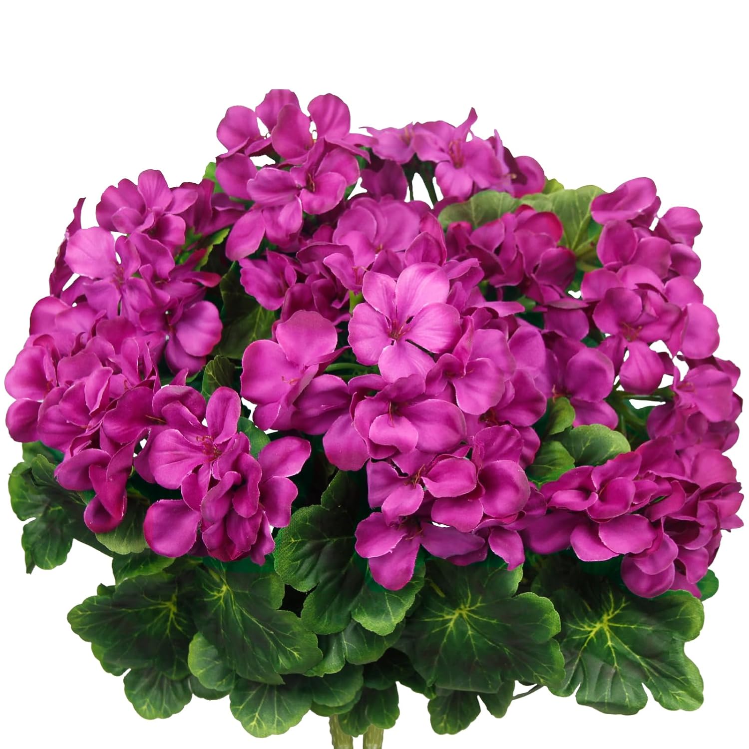 2 Pcs Artificial Geraniums For Outdoors Silk Geranium Flowers Fuchsia Artificial Geranium Bush Faux Flowers For Planter Outside Garden Patio Grave Cemetary Vase Table Centerpiece Indoor Decor