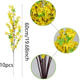 10 Pcs Artificial Forsythia Flower Branches Artificial Flowers Yellow Silk Forsythia Flowers With Stems Fake Jasmine Spring Flowers Orchids For Wedding Floral Arrangement Party Table Decor