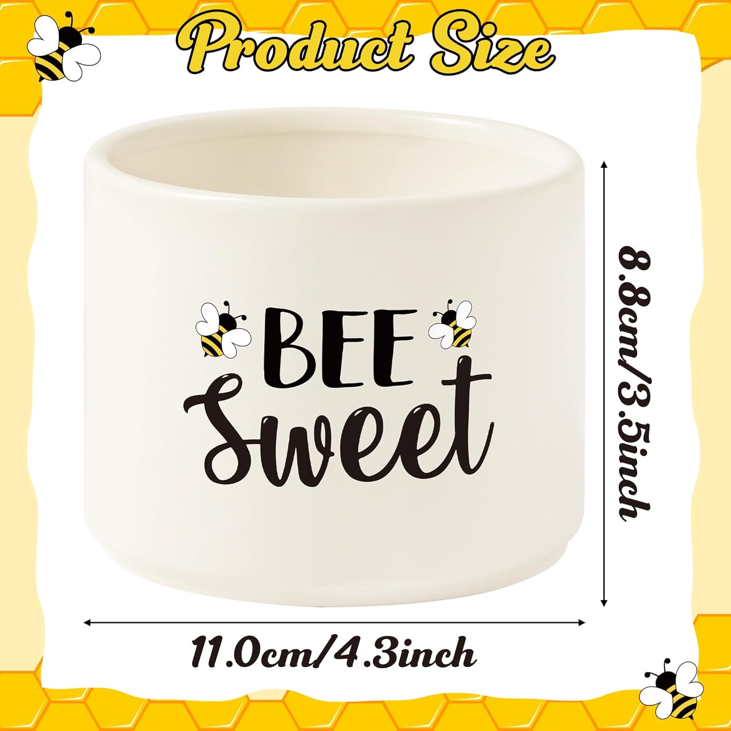 Summer Bee Sweet Candy Dish Cauldron,Summer Mini Ceramic Candy Bowl Tiered Tray Decor, Snack Serving Bowl Party Favor Desktop Decoration For Home Kitchen Events(Bee Sweet)