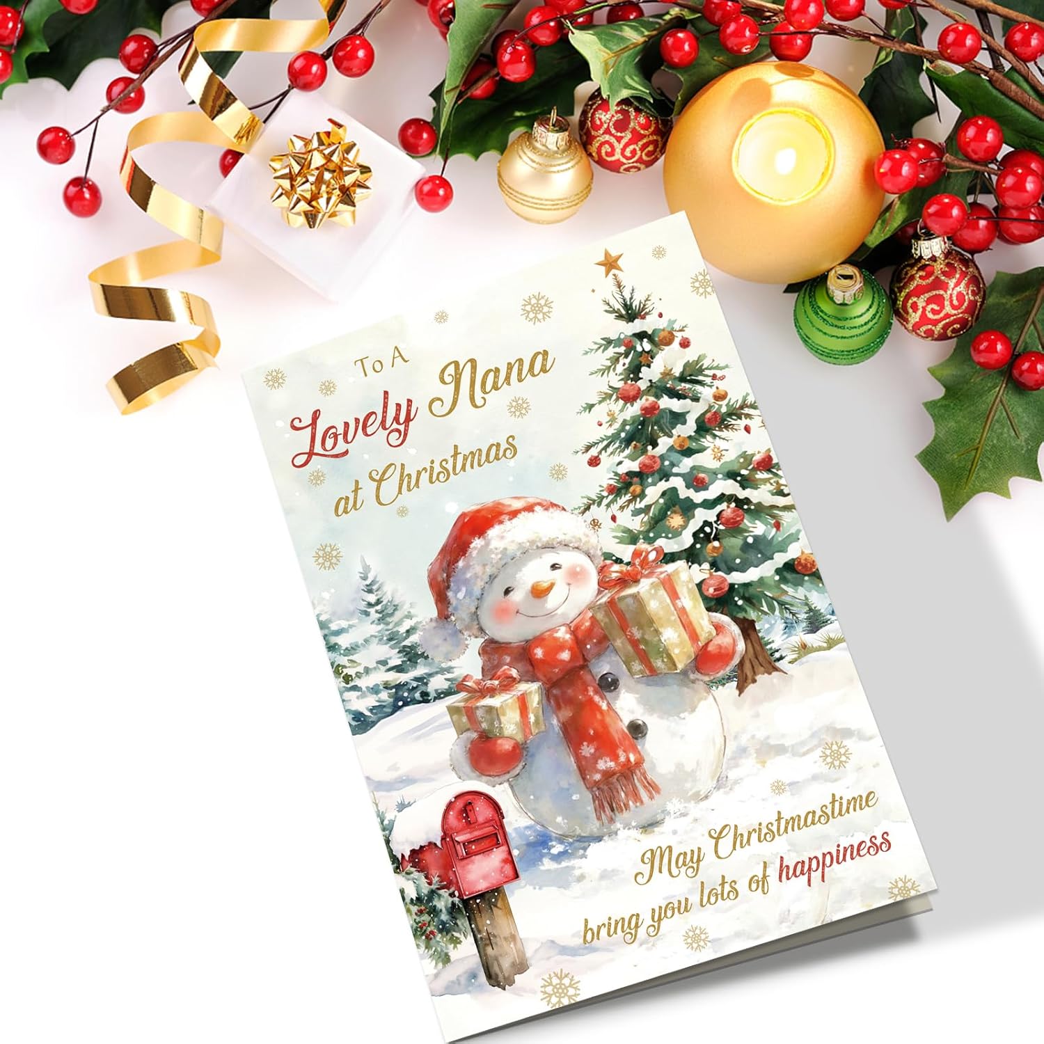 Cute Christmas Card For Nana, Grandma Christmas Card From Grandson Granddaughter, Merry Xmas Cards For Grandma