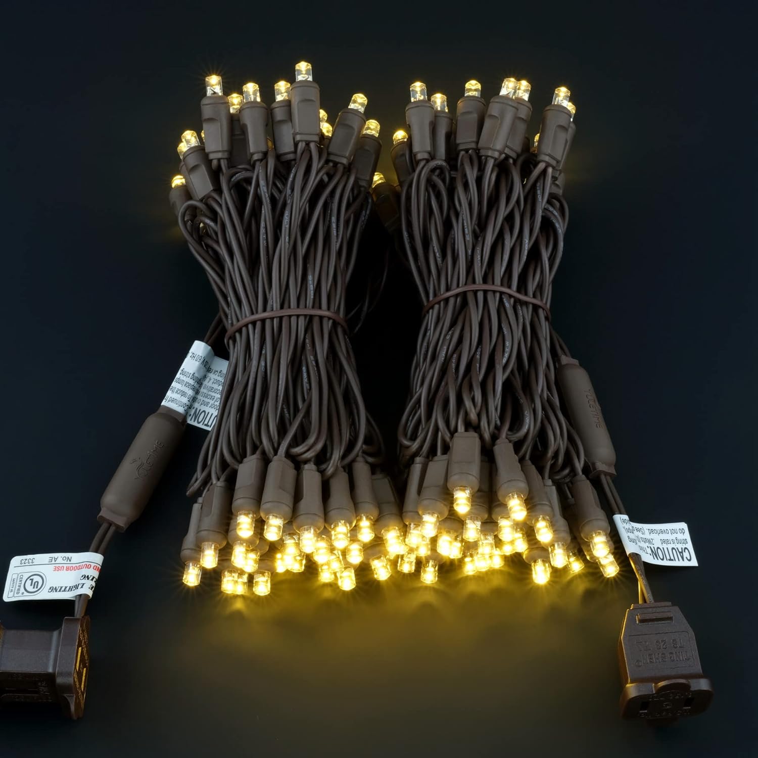 Warm White One-Piece Wide Angle Christmas Lights 140 Count 48 Feet, 2 Sets 70 Led 24 Ft High Waterproof 5Mm Ul Certified String Light (Warm White - Brown Wire)
