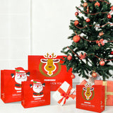 6 Pcs Christmas Gift Bags With Handle, Large M S Size Winter Holiday Paper Goodies Bag For Christmas Party Wrapping Xmas Presents, Birthday, Baby Shower