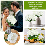 15Pcs Artificial White Roses, Artificial Silk Fake White Rose Flower With Single Long Stems, Realistic Forever Bouquet Flowers For Diy Arrangements Home Decor Office Garden Party Wedding Gifts
