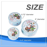 Christmas Nesting Cake Tins - 3-Set Round Nested Cookie Candy Storage Containers With Lids For Confectioneries, Holiday Decor, Light Blue And White