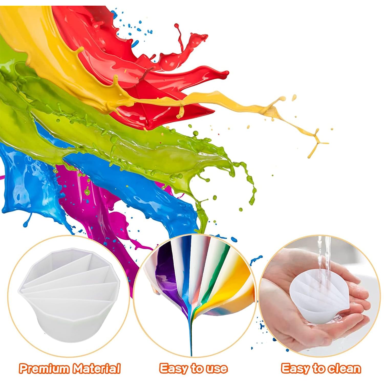 6Pcs Acrylic Pouring Strainers, Paint Pouring Cups, Plastic Flower Strainers Silicone Pouring Drain Basket For Diy Pouring Acrylic Paint And Creating Unique Patterns Art Drawing