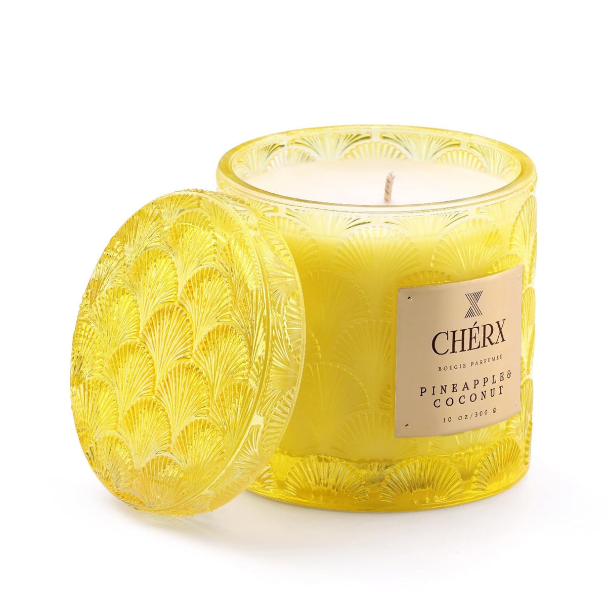 Soy Wax Glass Bowl Candle, 50 Hours Burn Time, Natural Essential Oils, Calming Ambiance (Jar, Pineapple & Coconut)