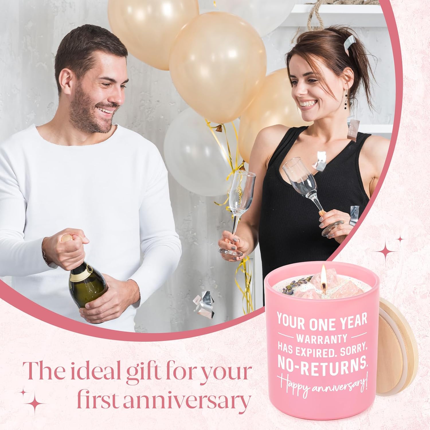 1 Year Anniversary Candle Gifts For Boyfriend Girlfriend, Unique 1Th One Year Wedding Anniversary Romatic Gifts For Couples Wife Husband, Handmade Lavender Scented Candle 10Oz