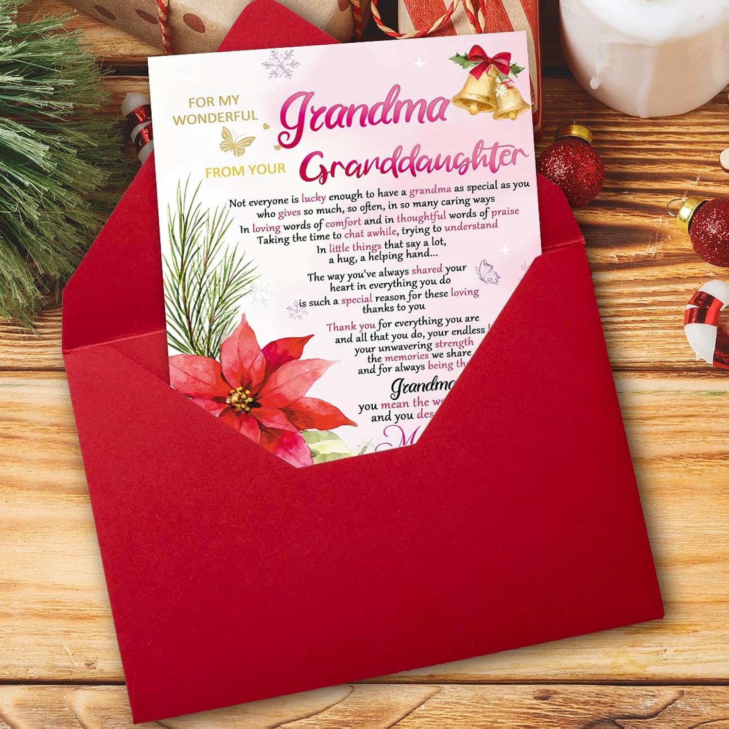 Christmas Card For Grandma, Grandma Christmas Gift Card From Granddaughter