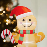 Christmas Inflatable Gingerbread Man With Giant Gift Box 6 Ft, Outdoor Xmas Holiday Decorations Blow Up, Inflatable Yard
