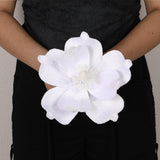 10’’ Large Glitter Christmas Flowers 6 Pcs Artificial Magnolia Flower Velvet Fold Christmas Tree Flower Decorations Xmas Tree New Year Party Wedding Ornaments (White)