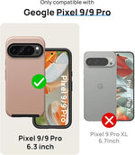 Pixel 9/9 Pro Case, 2X Screen Protectors, Shockproof, Double Layer, Rose Gold