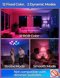 A15 Color Changing LED Light Bulbs 4 Pack RGBW 450LM E26 40W Equivalent with Remote Control