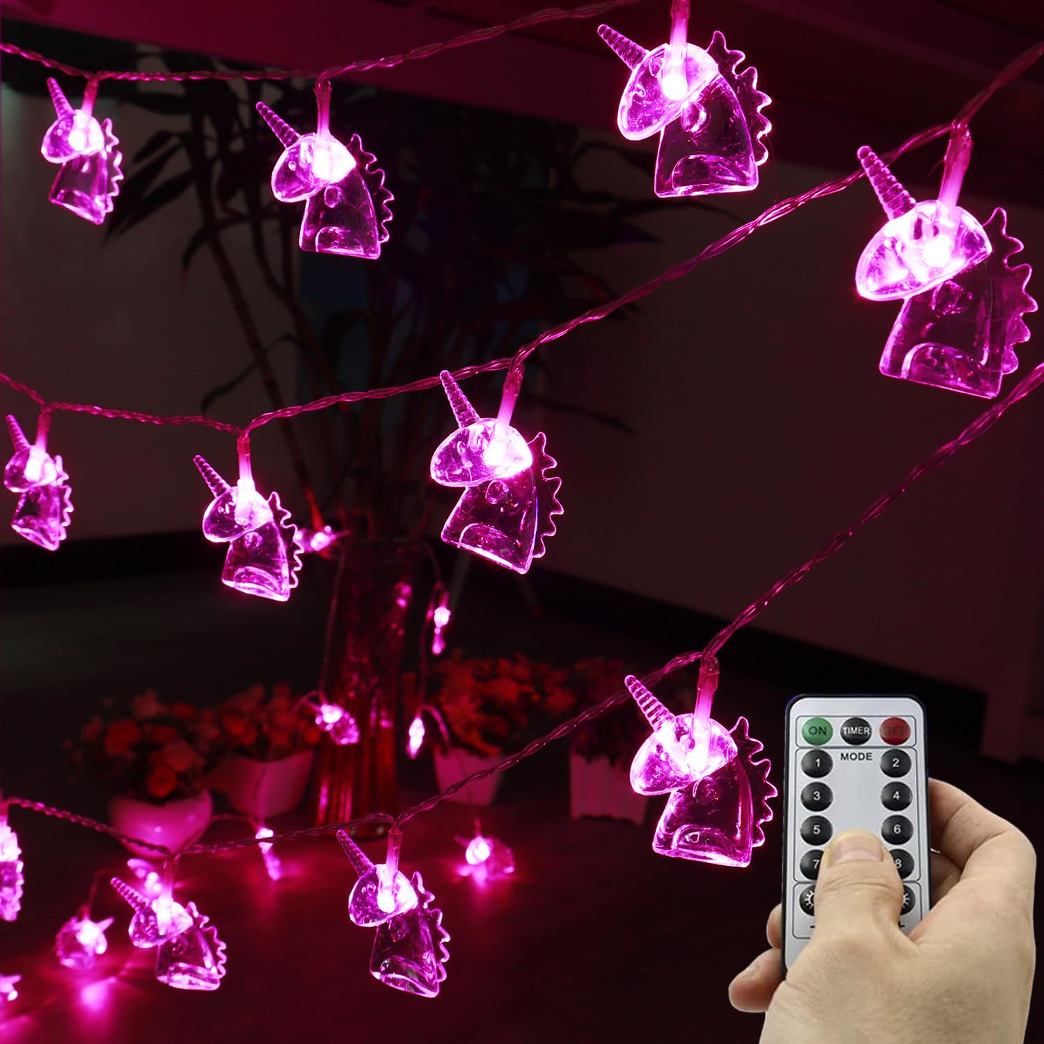 30Led 16Ft Unicorn String Lights Battery Operated,Unicorn Birthday Decorations Fairy Lights With Remote For Kids Tent Gi