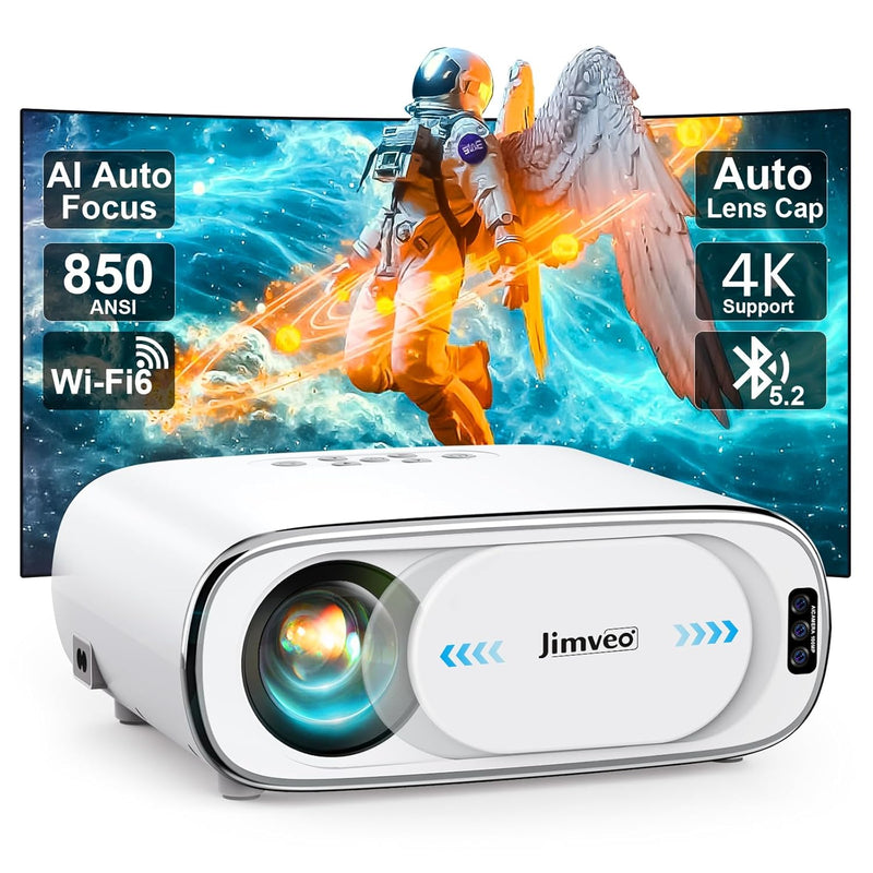 4K Outdoor Projector, 1080P, 850 ANSI, WiFi 6, BT, Auto Focus, 6D Keystone