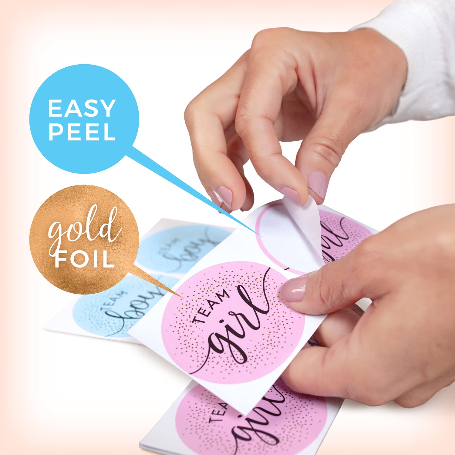 2.25” Gender Reveal Stickers For Party Invitations And Voting Games (80 Count) - Team Boy And Team Girl Labels With Gold Foil For Reveal Parties And Baby Showers | Easy To Peel And Stick (Circle)