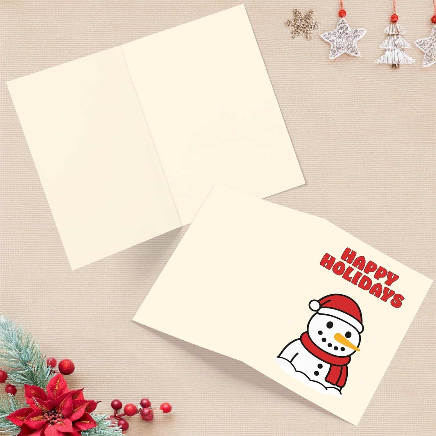 Snowman Christmas Card With Envelope - Merry Christmas Greeting Card For Husband, Wife, Him, Her, And Fiance - Xmas Cards 5X7.2 Inch