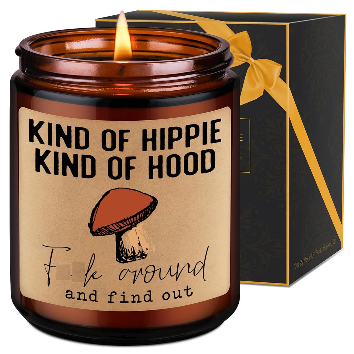 Kind Of Hippie Kind Of Hood Scented Candles, Hippie Room Decor - Boho Gifts For Women, Men - Funny Valentines Day, Birthday, Hippy Gifts For Mom, Women, Friend, Bestie, Bff, Her, Boho Stuff