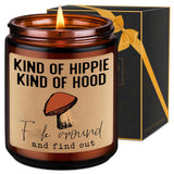 Kind Of Hippie Kind Of Hood Scented Candles, Hippie Room Decor - Boho Gifts For Women, Men - Funny Valentines Day, Birthday, Hippy Gifts For Mom, Women, Friend, Bestie, Bff, Her, Boho Stuff