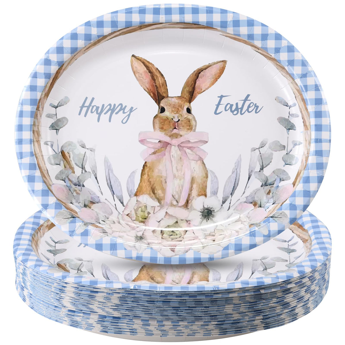 25Pcs Easter Oval Paper Plates - 10" x 12" Large Disposable Party Plates for Easter Party Supplies