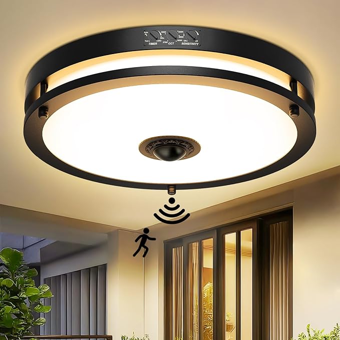 12 Inch LED Motion Sensor Ceiling Light Dusk to Dawn 5CCT Flush Mount Fixture