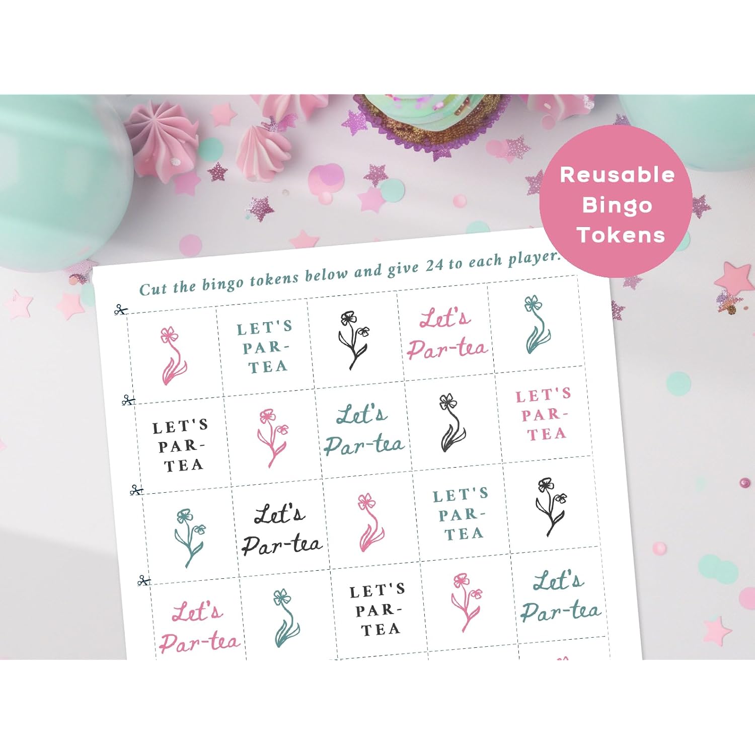 Tea Party Games For Women - 20 Unique Cards - Tea Party Bingo Game Supplies For Adults - Decorations & Favors For Birthday, Bridal Shower, Baby Shower & Mother'S Day