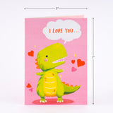 I Love You This Much Pop Up Card, Dinosaur, Heart, 3D Popup Greeting Cards, Gift For Valentines, Birthday, Mothers Day, Anniversary, Thinking Of You, 5X7 - Includes Envelope And Message Note