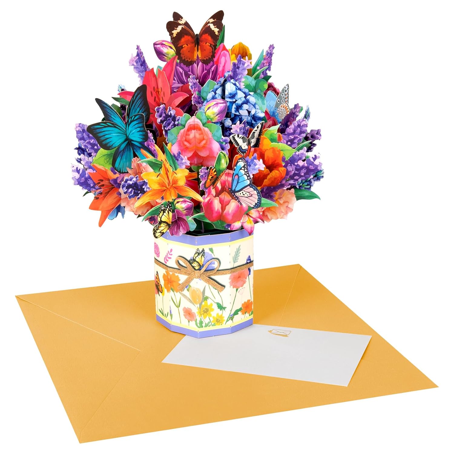Grass Rose Butterfly Pop Up Cards,Paper Flower Bouquet Greeting Cards With Blank Note Card & Envelope, Ideal Gift For Celebrating Love, Birthday, Anniversary, Special Moments, Valentine'S Day
