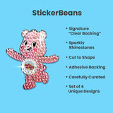 “Lots Of Love” Care Bears Greeting Card With Collectable Rhinestone Sticker – 5” X 7” Blank Card + 2” X 2” Sticker – For Birthdays, Valentines, Encouragement, Or Just Because