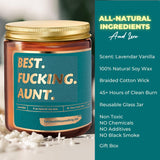 Aunt Birthday Gifts - Funny Lavender Vanilla Candle, 100% Soy Wax - Best Aunt Ever Funny Birthday Gifts From Niece, Nephew, Sister | Cool Auntie Mothers Day Galentines Day Present Ideas