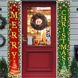 Christmas Decorations - Merry Christmas Door Banner Winter Xmas Front Door Porch Sign Red And Green Xmas Hanging Door Banner For Winter Holiday,Christmas Party Supplies