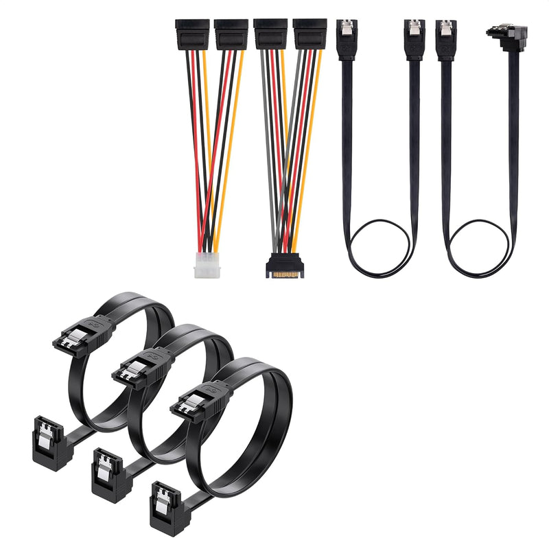 Cable Matters 3-Pack 90 Degree Right Angle SATA Cable 18 Inches in Black & 1-P